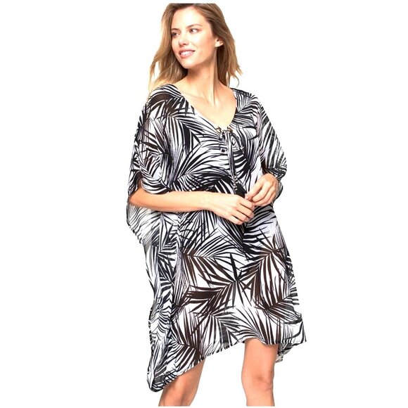 Dotti Swimwear Paradise Palms Chiffon Grommet Tunic Coverup Bathing Suit Cover - Picture 5 of 11